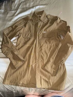 Men's Military-Style Field Jacket Shirt in Tan
